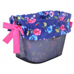 Vložka do košíka modrá s kvietkami a ružovými stuhami